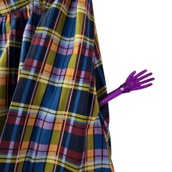 Maeve Anthropologie Jacie Multicolor Plaid Cotton A-Line Midi Skirt Pockets - Picture 8 of 13